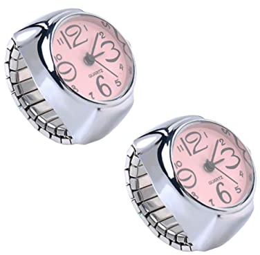 Holibanna 2stücke Ringuhr Für Damen Mini-ringuhr Kreative Ringuhren Zubehör Mit Großen Ziffern Personalisierte Zeitanzeige Geschenkidee Für Mädchen Und Erwachsene