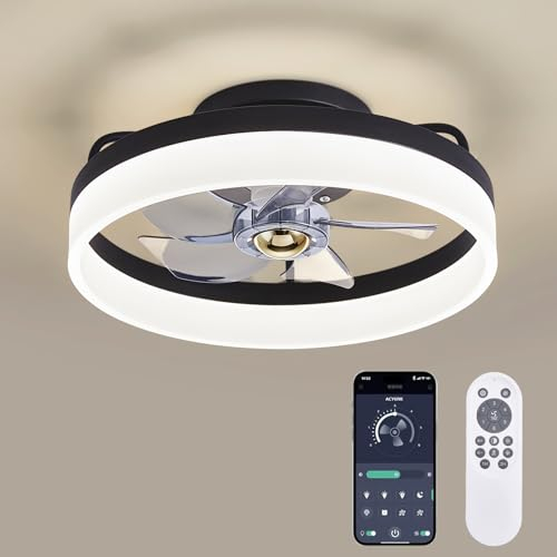 IZOWE Ventilatore da Soffitto con Luce 40CM Sottigliezza lampadario ventilatore LED Moderno reversibile ventilatore da soffitto 6 Velocità 3 Colori ventilatore a soffitto Tranquillo Cucina