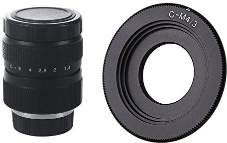 Fcuajdkq Objectif TV / CCTV pour appareil photo à monture C 25 mm F1.4 Noir avec monture C noire pour adaptateur Micro-4/3 E-P1 E-P2 E-P3 G1 GF1 GH1 G2 GF2 GH2 G3 GF3 C-/3