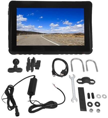 Motorrad-GPS-Navigationsgerät, 7-Zoll-Touchscreen-Motorrad-GPS-Multimedia-Player, Unterstützung für CarPlay für Android Auto, Wasserdichtes Motorrad-Carplay für Motorrad, Motorrad