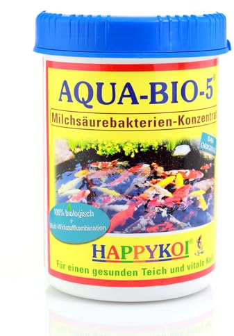 HAPPYKOI 1Liter Aqua Bio 5 Milchsäurebakterien Pulver, probiotische Filterbakterien für Koiteich, Teich und Gartenteich, unterstützen Nitrifizierung, Bauen Algen und Schlamm ab