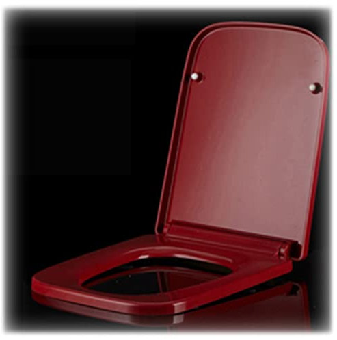 Toilet seat Red Square Toilet Seat with Soft Close and Quick Release, Heavy-duty Environmentally Friendly Urea-formaldehyde Universal Toilet Seat with Adjustable Hinge for Easy Installation
