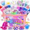 iKidiki Unicorn Slime Kit, Slime Making Kit Toys for Kids Age 6+, Craft Kits for Girls Easter Gifts for Kids Make Your Own Ice Cream Slime Set