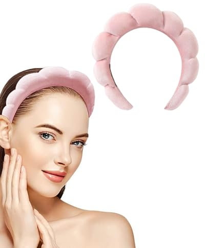 KGDUYC 1 pièce Serre Tete Spa Maquillage Éponge Douce Serre Tete Bandeau Soins de La Peau Bandeau Cheveux Accessoires pour Laver Le Visage, Démaquillant, Douche, Soins De La Peau - Rose
