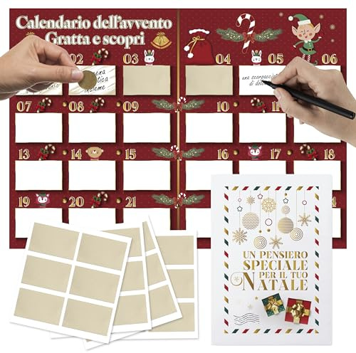 Calendario Avvento Personalizzato Gratta E Vinci - Calendario Dell'Avvento Creativo Uomo Donna 2025 - Idea Regalo Natale Originale per Lui e Lei