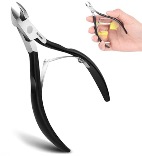 Pinza para cutículas profesional Manicura Pedicura Removedor de cutículas Herramientas de belleza Tijeras para cutículas de acero inoxidable de grado médico Mandíbula de 8 mm Negro