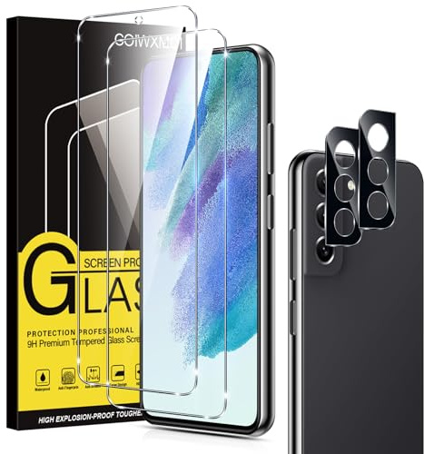 Coiwxmoi 2 Pièces Verre Trempé pour Samsung Galaxy S21 FE 5G + 2 Pièces Caméra Protecteur, Ultra Résistant Film Protection écran, Dureté 9H Glass, Sans Bulles D'air, HD Transparent Vitre Protection