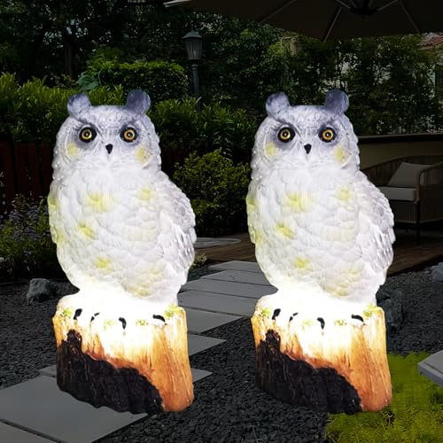 WIYETY 2 Stück Solar-Eule-Gartendeko-Licht, LED-Wasserdichte