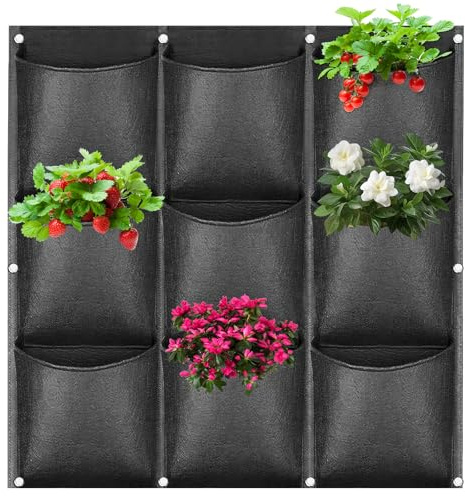 ACTOYS Pflanztasche zur Wandmontage, 9 Taschen, vertikale Pflanztasche, Wandtasche, vertikaler Garten, für Balkon, Outdoor, Garten, Hof