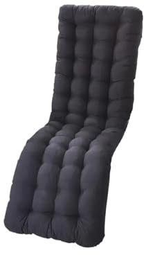 WAJJWI Liegenauflage Recliner Cushion Thickened Rocking Deckchair Comfortable Polyester Garden Pad Replacement Solid Color Beach Seat Pad Sunlounger(Black A)
