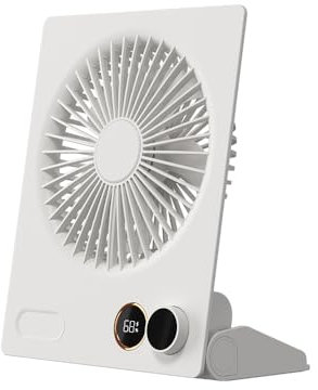 AXFEE USB Desk Fan, 4000mAh USB-C Rechargeable Desktop Table Fan, Mini Portable Quiet Fans with LED Display and 1-100 Speeds, 180° Adjustable Powerful Cooling FAN for Office, Bedroom, Home (White)