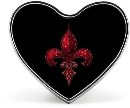 Épingles à cravate cœur pailleté (fleur de lys rouge), broche amusante, badge, chapeau, vêtements, accessoires pour hommes et femmes