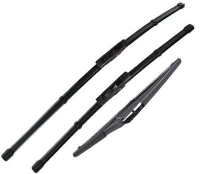 Juego de escobillas limpiaparabrisas delanteras y traseras compatibles con Renault Megane 2 Hatchback (2006-2008), parabrisas de 24 + 18 + 9, actualización silenciosa.