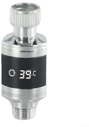 Jotekonoby LED-Dusch-Wasserthermometer, Digitalanzeige-Sensor, ABS und PC galvanisiert, 1/2-Zoll-Schnittstelle, genaue Temperaturüberwachung für Badezimmer