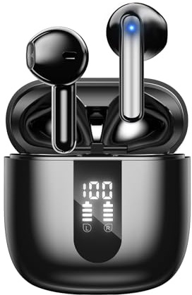 JBES Wireless Earbuds Bluetooth Earphones, 60H Deep Bass Ear Buds with 6 Noise Cancelling Microphone, IP5 Waterproof in Ear Headphones for iPhone Android Sports Gaming (Mulit Black)