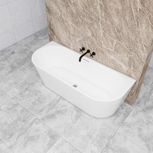 Baignoire îlot murale L.180 x l.80 x H.60cm Capacité Maximum de 310 Litres - Blanc - En Acrylique - AICA baignoire avec Bonde et trop plein