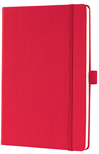 Sigel CO654 Notizbuch A5 kariert rot, Hardcover, 194 nummerierte Seiten, nachhaltiges Papier, mit Inhaltsverzeichnis, Stiftschlaufe, Falttasche, Gummibandverschluss, Conceptum