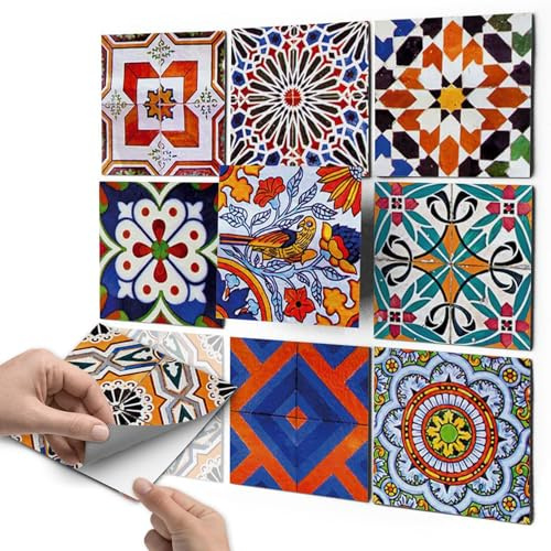 Fliesenfolie Klebefolie Fliesen - CREATISTO Fliesenaufkleber Fliesensticker I Fliesen-Folie Aufkleber Sticker für Küche u. Bad Küchendeko I 15x15 cm - Motiv Portugiesische Fliesen - 27 Stück