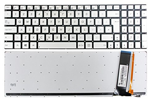 Gintai Keyboard UK Layout for Asus N550 N550JA N550JK N550JV N550JX N550LF, Q550 Q550JA Q550JK Q550JV Q550JX Q550LF, R552 R552JA R552JK R552JV R552JX R552LF Backlit Keyboard Laptop (Silver)