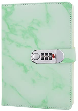 LinYesh PU Leather Notebook(Marble Pattern), A5 Wire Binding Daily Notebook, Secret Lined Password Diary, Sketchbook Planner Organizer with Combination Lock Pen Holder, 150x218mm