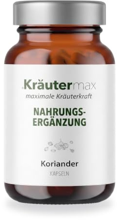 Kräutermax Koriander Kapseln - Hochdosierte Kapseln aus dem Koriander Pflanzen-Extrakt, als Ersatz zu Koriander Tinktur, Tropfe, Vegan, 60 Stück