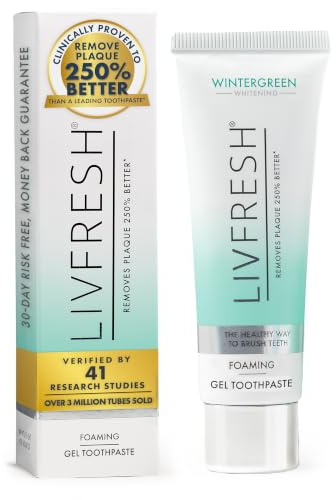 LIVFRESH Toothpaste Gel, Clinically Proven to Remove Plaque 250% Better, Improves Gum Health 190% Better, Prevents & Reduces Tartar, Freshens Breath, SLS Free Dental Gel, Wintergreen