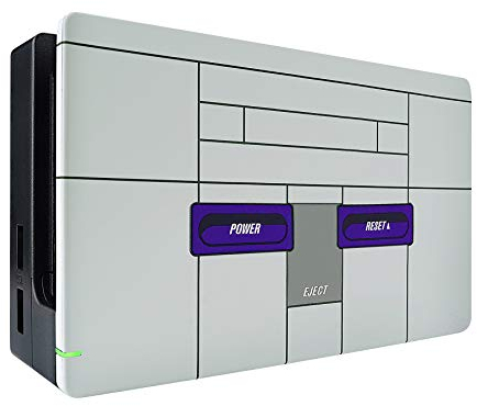 eXtremeRate Custom Case Cover für Nintendo Switch Dock, DIY-Ersatzteile Front Hülle Abdeckung Zubehör für Nintendo Switch Charging Dock Station-Classic SNES Stil