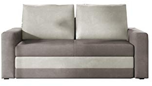 MOEBLO Sofa mit Schlaffunktion ohne Bettkasten, Couch für Wohnzimmer, Schlafsofa Federkern Sofagarnitur Polstersofa Wohnlandschaft mit Bettfunktion - IVO (Grau +Hellgrau (Nubuk 27+Nubuk 21))