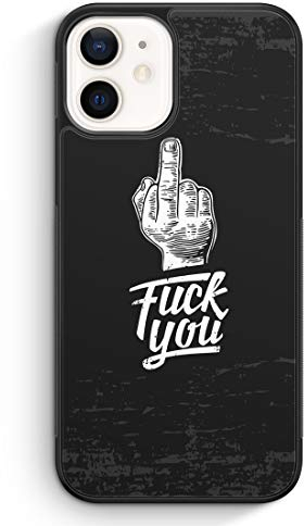 F*ck You Mittelfinger Hard Schale Fun Funny Middlefinger Spruch - Silikon Hülle für iPhone 12 - Motiv Design Spruch Lustig Cool Witzig - Cover Handyhülle Schutzhülle Case Schale