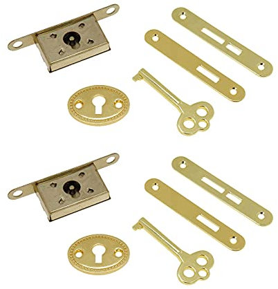 Quluxe Set di 2 mini lucchetti, serratura a chiave, oro