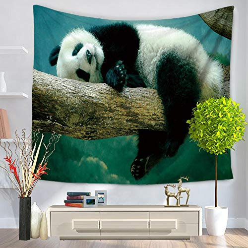 Hiser Netter Panda Tierdruck Wandteppich, Wandbehang Tapestry Wandkunst Wandtuch Strandtuch Polyester Faser Decke für Wohnzimmer Wohnheim Wohnung (Panda,130 * 150cm)