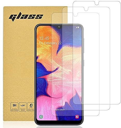 Totill Lot de 3 protections d'écran en verre trempé pour Samsung Galaxy A10 [Installation facile] [Compatible avec coque] [Dureté 9H] [Clarté cristalline] Protection d'écran en verre trempé de