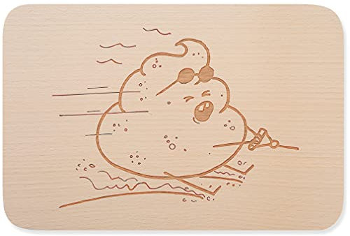 JUNIWORDS Frühstücksbrettchen, Kackhaufen Wasserski, Holzbrett Frühstücksbrett Holzbrettchen