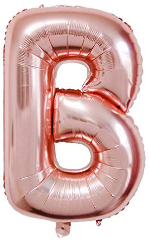 Lepep Palloncini in oro rosa da 85 cm, numeri da 0 a 9 lettere dalla A alla Z, per feste di compleanno, baby shower, addio al nubilato, matrimoni, balli di fine anno, palloncini decorativi (lettera B)