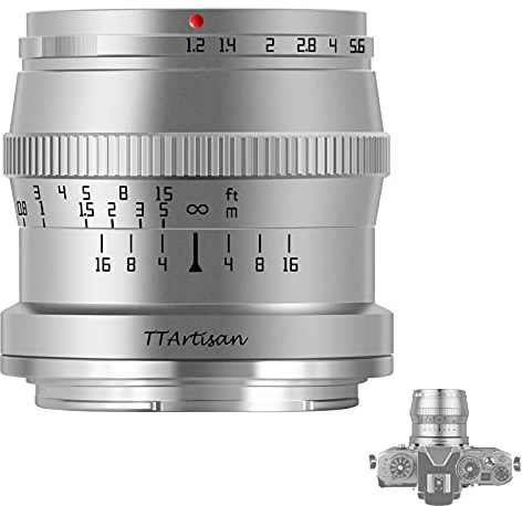 TTARTISAN 50mm F1.2 Objektiv APS-C Kameras Objektiv Manueller Fokus für Leica/Sigma L Mount Kameras TL2 T TL CL FP.(Silber)…