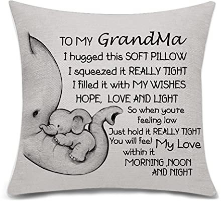 Bacmaxom Grandma Gifts from Granddaughter Grandson Cushion Cover Throw Pillow Cover for Grandmother from Grandchildren Birthday Gifts (grandma)