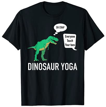 T-Rex Dinosaurier Yoga Funny Touch Your Toes Grafik T-Shirt