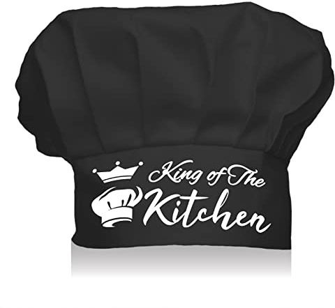 CREATCABIN Gorro de Chef King of The Kitchen Gorro de Cocina Elástico Ajustable Gorro de Cocina Divertido Gorro Chef Fiesta de Cumpleaños Clase de Cocina Negro