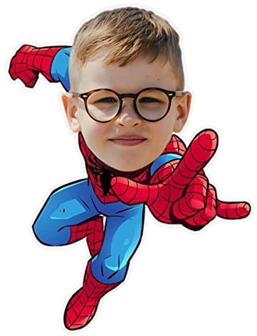 ASSIALL Personalisiertes Gesicht Mini Me Kissen Benutzerdefinierte Puppenförmige Fotokissen 3D Duplex Druck Sofa Auto Poly Baumwolle Dekokissen Home Ornament Plüschtier Geschenk (Spiderman), 50cm