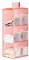 XiXiRan Hängeregal Kleiderschrank, 3 Fächer Hängender Organizer Schrank, mit 9 Netzseitentaschen für Familienschrank Schlafzimmer, Faltbar und Universal Fit- 30 * 22.5 * 60cm (Rosa DREI Schichten)
