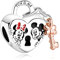 RMMY Charm Mouses Padlock Charm Anhänger für Armband Halskette Muttertag Geschenk für Frauen 925 Sterling Silber Beads with Zirkonia Schmuck