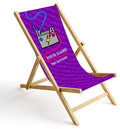 Ferocity Personalisierbarer Holz-Liegestuhl Klappbar Klappliegestuhl Sonnenliege Strandstuhl Wechselbezug Motiv Aku Hell [119]