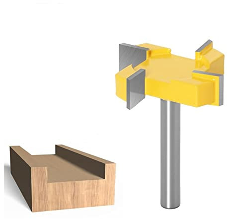 KEEBI 1 Stück CNC Spoilboard -Router -Bit, 8mm Shank 4 Rand t Type Schlitzschneider Holzbearbeitungswerkzeug Router Bits Plattenabflachungs -Planing -Bits