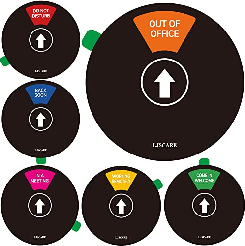 LJSCARE Office Door Sign, 6 inch, Black | Do Not Disturb/Come in Welcome/Out of Office/In a Meeting/Back Soon/Working Remotely, 6 Options, Privacy Door Sign