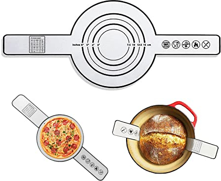 LIANCHEN Backmatte von Dutch Backmatte mit Langen Griffen Silikon-Backmatte für Dutch Oven Brotbackmatte aus Silikon Dutch Backmatte Rund Griffen Brot Ofenzubehör für sicheres Umfüllen des Teiges (B)