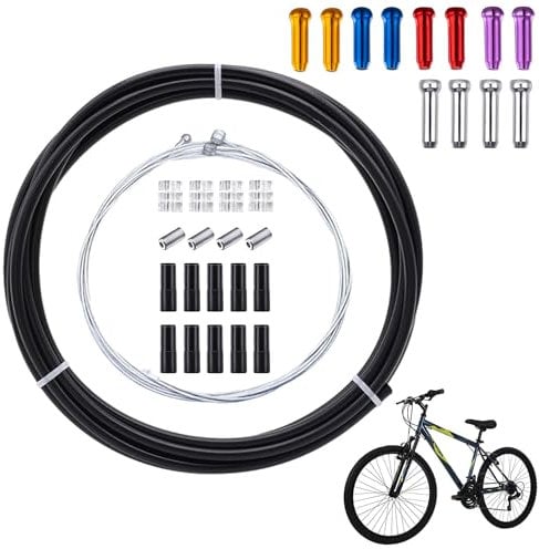 Universal Brake Cables Bike Kit, 4 Pcs Inner Brake Cable, Bike Repair Kit with 2.5m Housing Cable and Cable Wire Cap, Bicycle Replacement Set for Road Bike, Mountain Bike (Black)