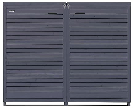 Lukadria Mülltonnenbox 2 Tonnen 240L Mülltonnenverkleidung Mülltonnecontainer Holz vorimprägniert anthrazit mit Rückwand Mod.Adria