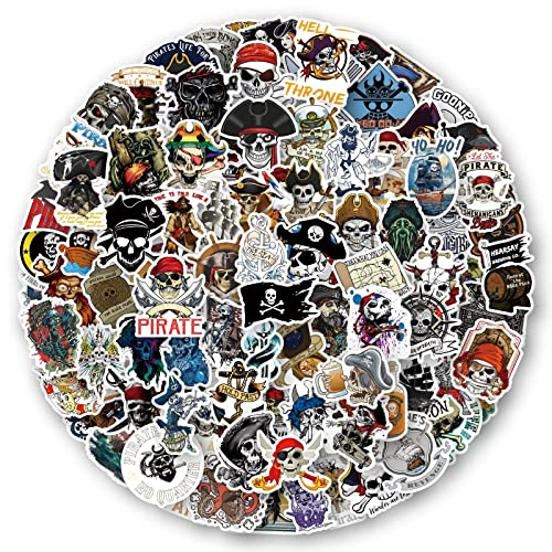 AUCEKO 100 Stück Piraten Aufkleber Pack Pirates Sticker Set wasserdichte Vinyl Sticker für Laptop Kinder Autos Motorrad Fahrrad Skateboard Gepäck Koffer Computer Aufkleber Graffiti Decal