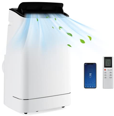 TANGZON 18000 BTU Portable Air Conditioner, 4-in-1 Mobile Cooler, Dehumidifier, 3 Speeds Cooling Fan with WiFi Smart APP, Oscillation, Sleep Mode, Remote Control, 24H Timer & Digital Display