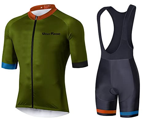 UGLY FROG PRO Team Retro Mercatone Uno Maglia Ciclismo Set for Uomini, Manica Corta Abbigliamento Bici Pantaloncini